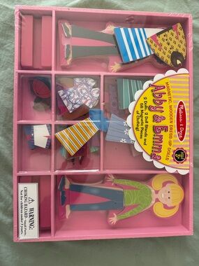 Melissa & Doug Pink Magnetic Wooden Dress-Up Dolls Set